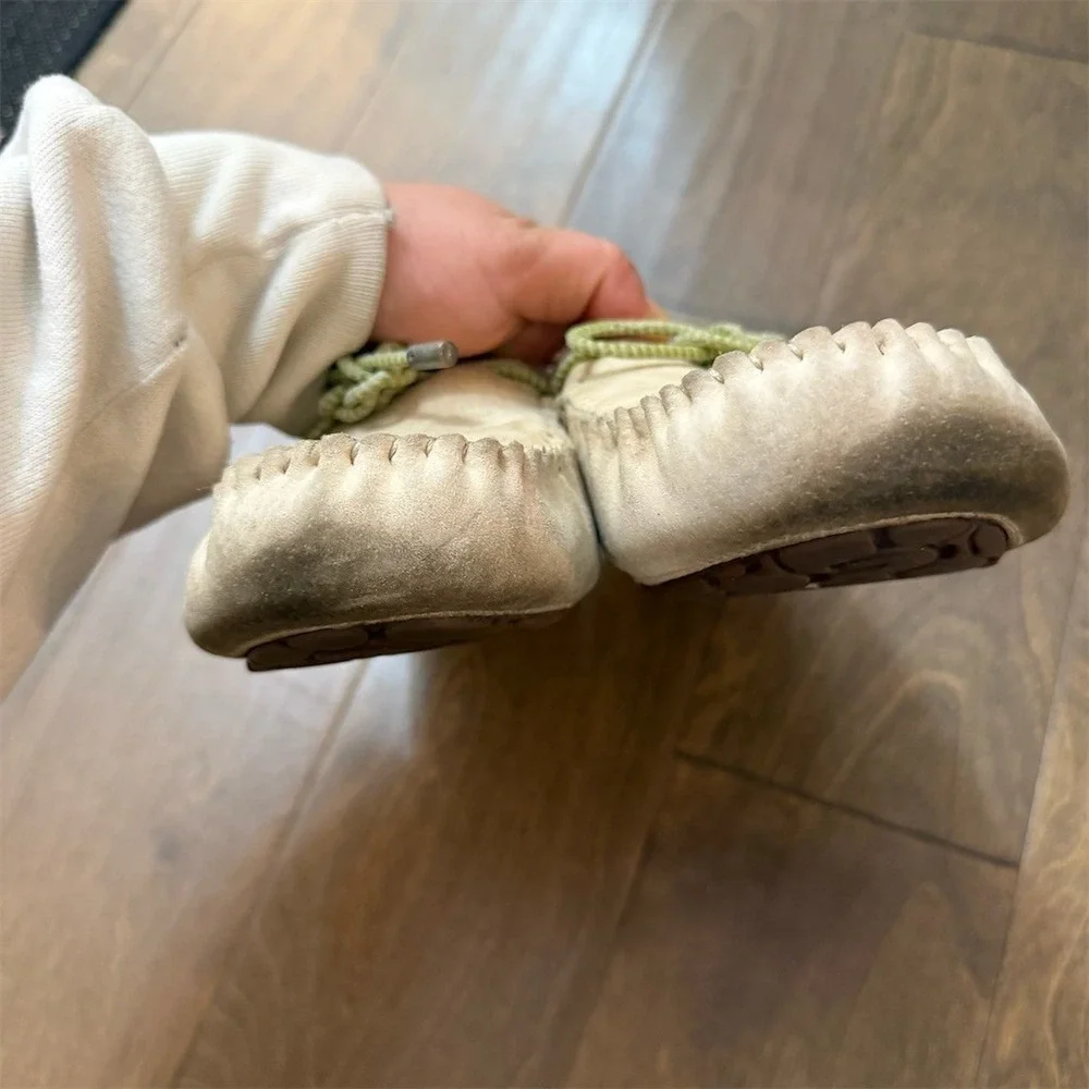 UGG Dakota Moccasin Slippers Womens Size 8 Beige Shearling Lined Green - Picture 8 of 12